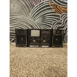 Soundesign Vintage AM/FM Stereo Receiver Television Combo Unit w/ 2 Way Speakers